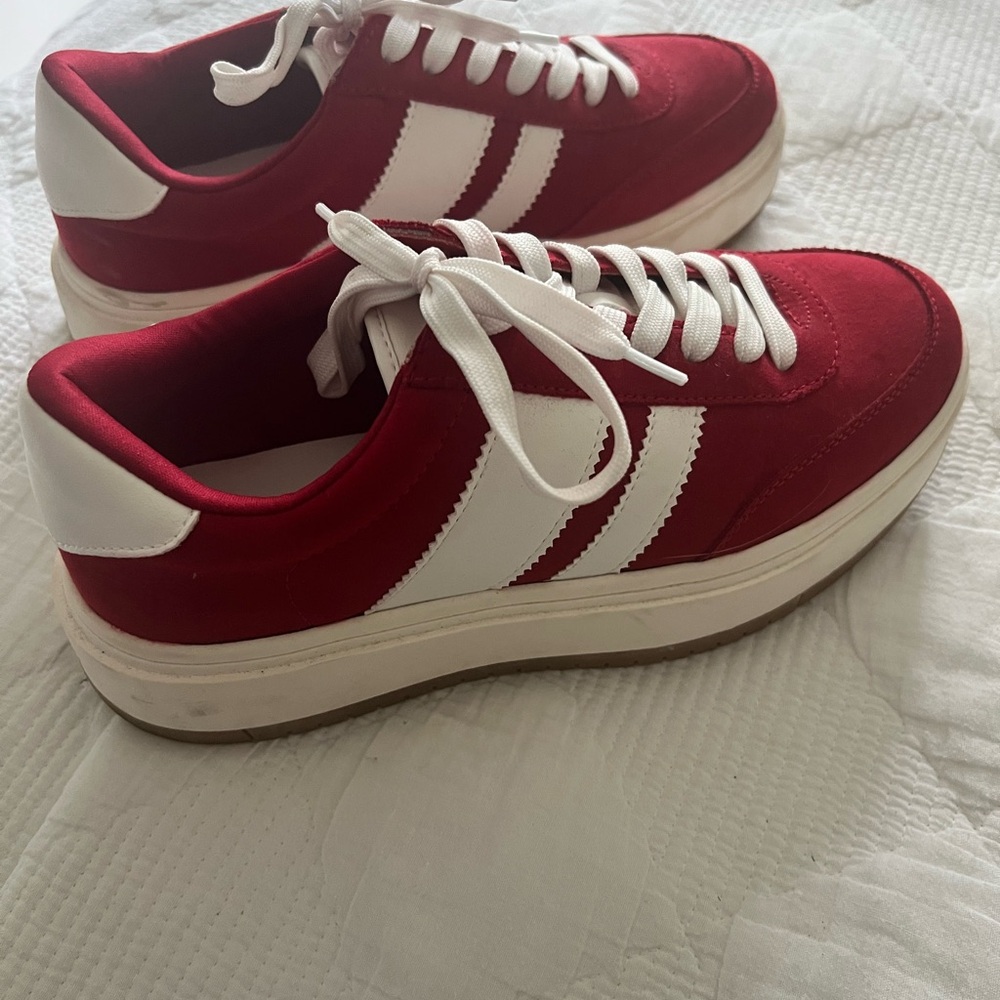 Red and White Womens Sneakers